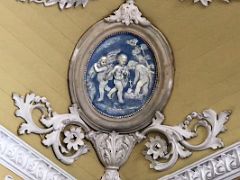 14C The ballroom has Cherubs etched into the hand painted crown-molded ceiling Devon House mansion Kingston Jamaica
